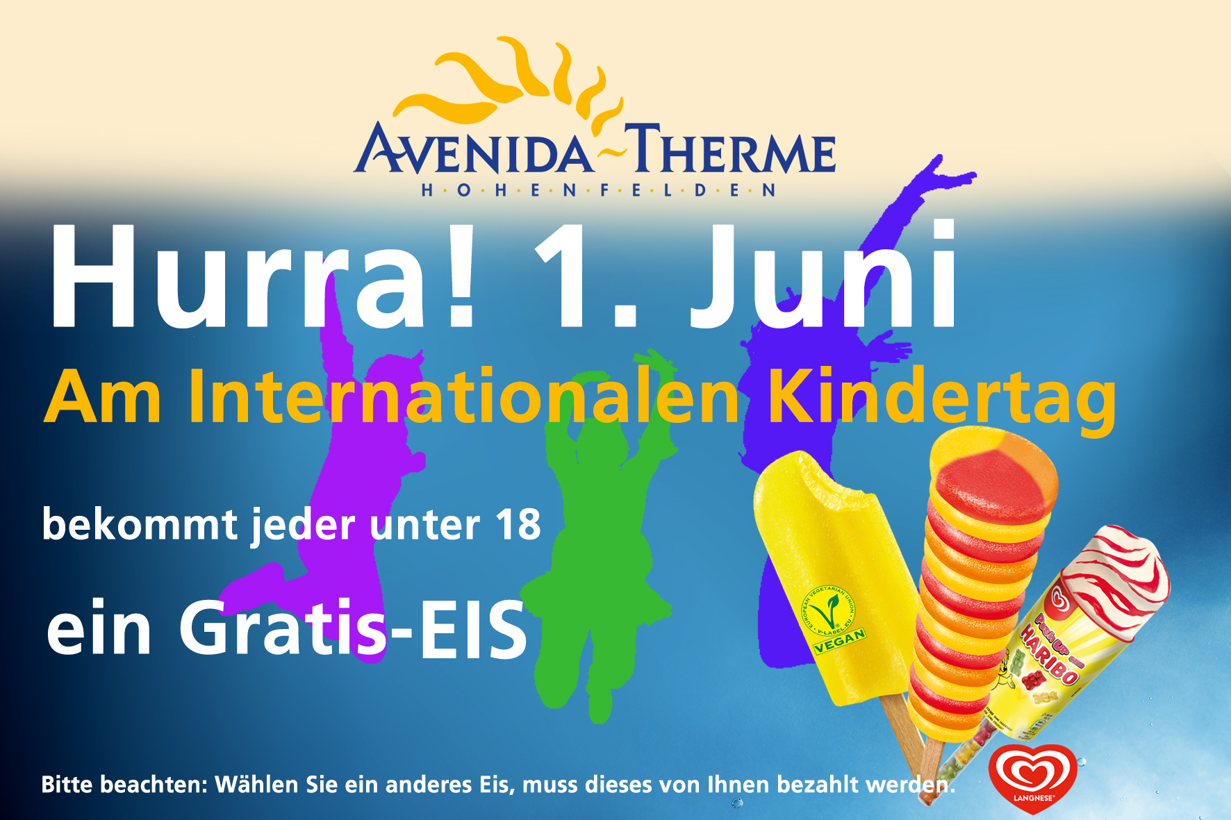 Silhouette mit 3 springenden Kindern 